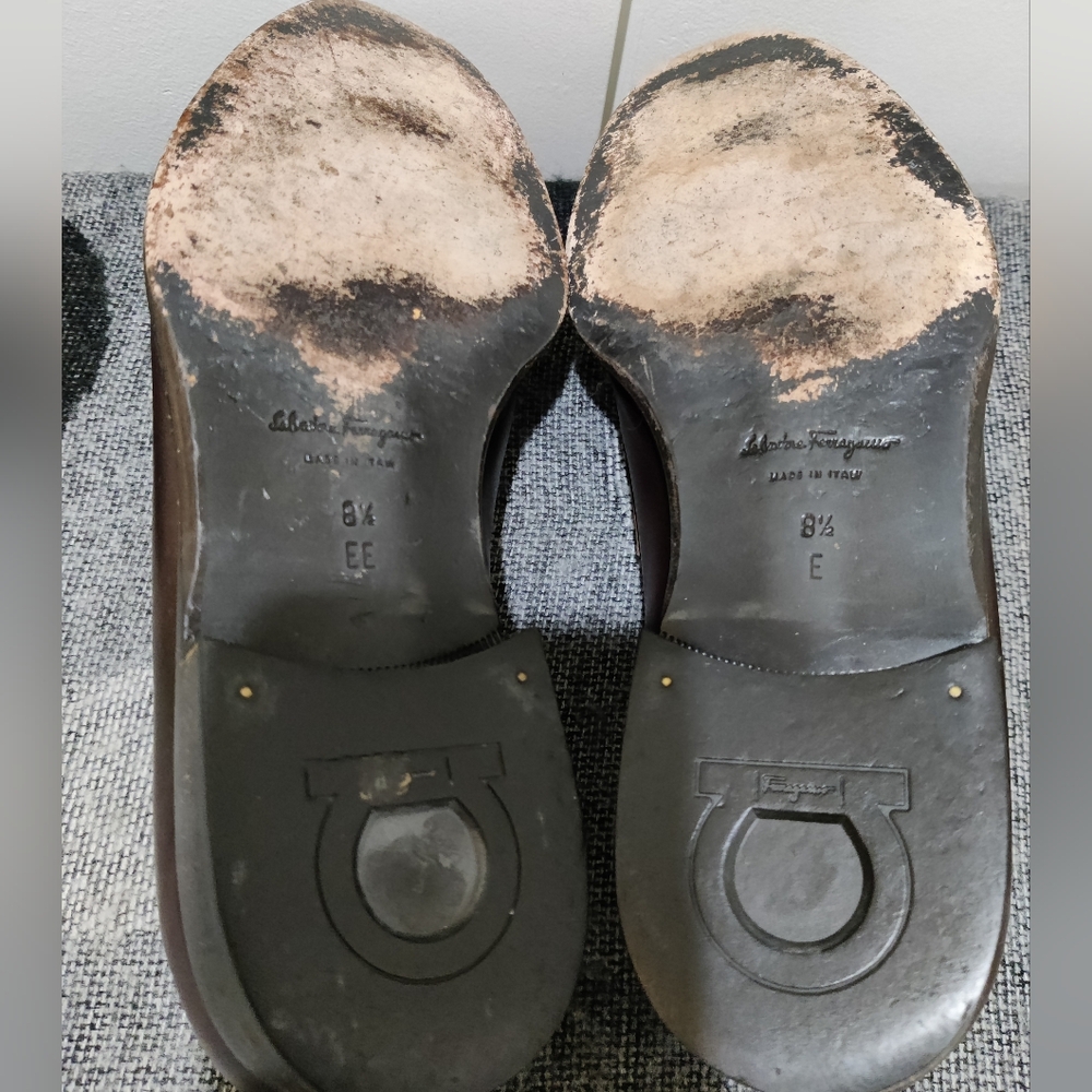 Salvatore Ferragamo Men’s Brown Leather Gancini Bit Loafers Size 8.5 - Picture 8 of 10